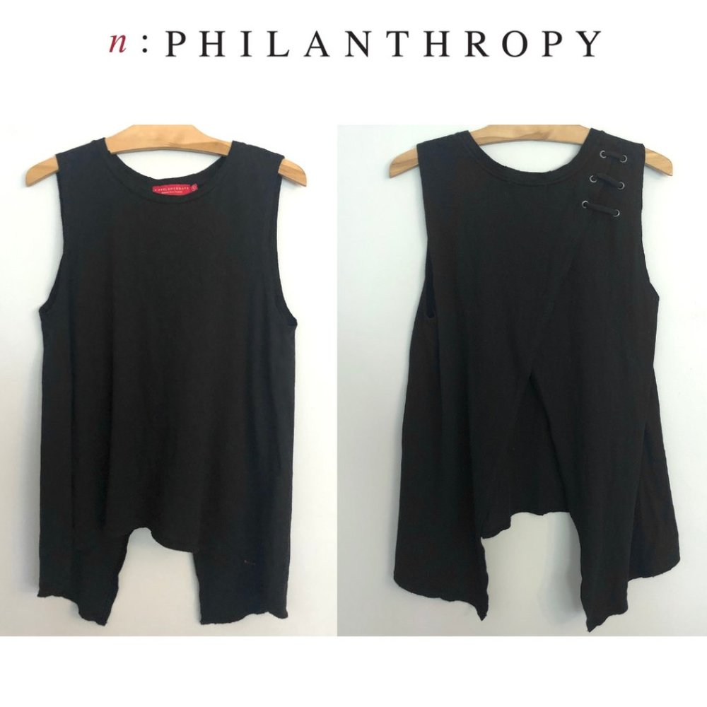 n:philanthropy Open Tie Back Tank in Black